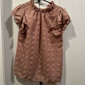 Blush ruffle polka dot top